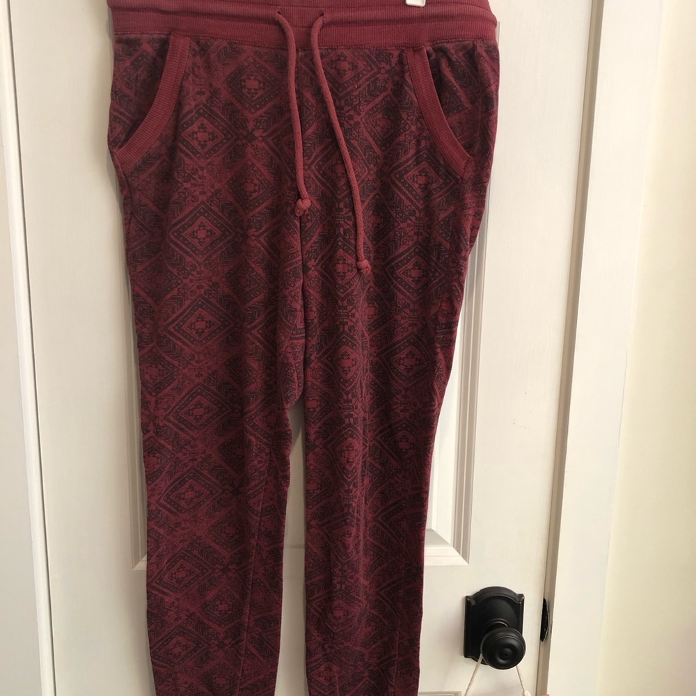 Maroon Patterned Drawstring Jogger Pants